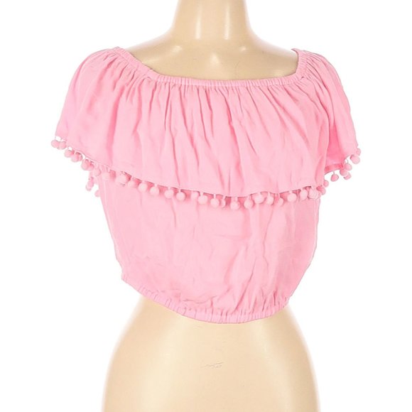 Forever 21 Short Sleeve Cropped Blouse in Pink Size L - Picture 2 of 9